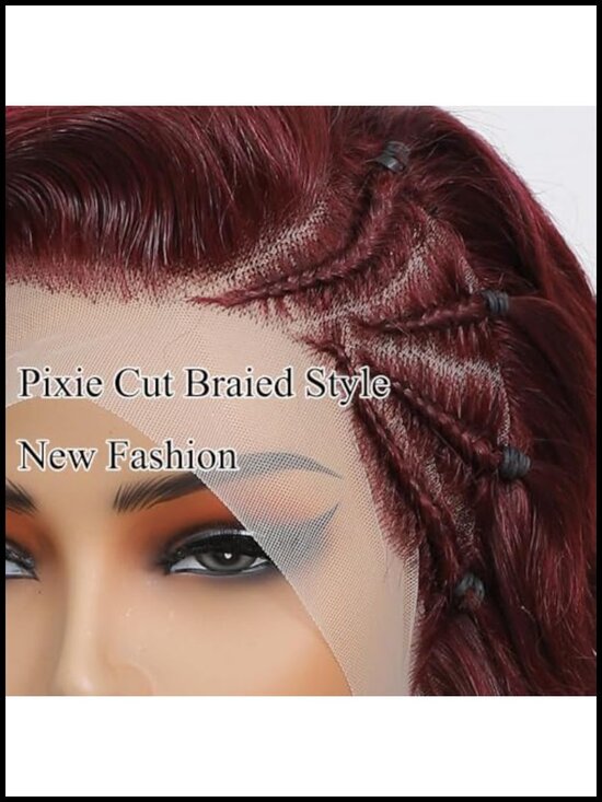 Pixie Cut Lace Front Wig Human Hair Straight Pre-Plucked Braided Wigs 13X4